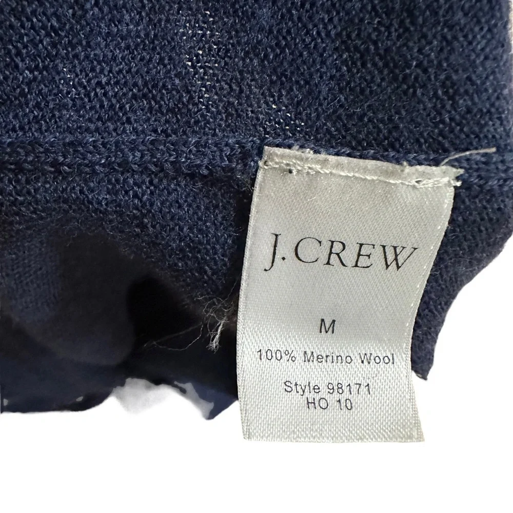 J Crew Mens Navy Blue Wool V-Neck Pull Over Sweater‎ Size M